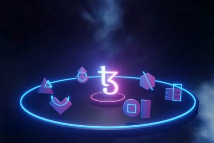 a blue neon clock with the number three on it