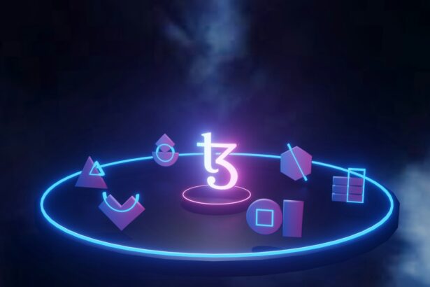 a blue neon clock with the number three on it