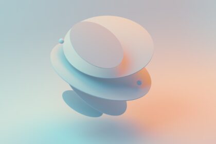 blue and white round illustration
