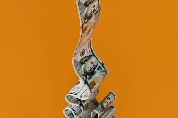 a stack of money sitting on top of a table