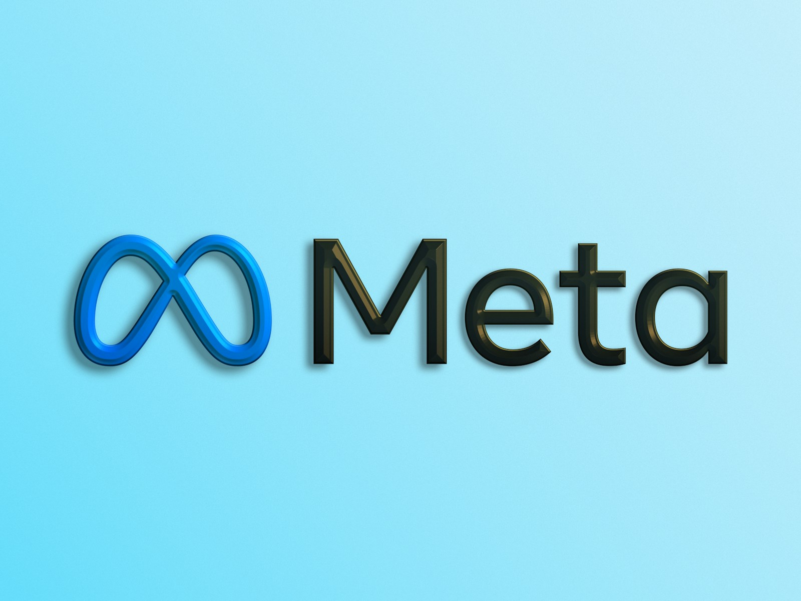 a blue and black logo with the word meta
