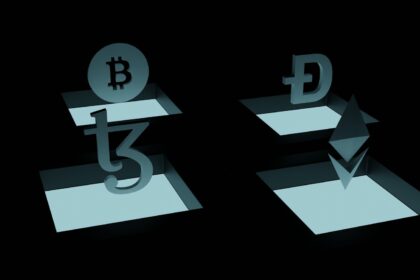 a black and white photo of a bitcoin symbol